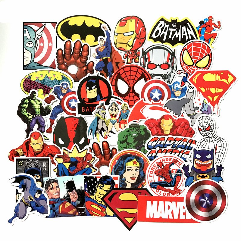 50Pcs Avengers Marvel Cartoon Heroes Comics Avengers Stickers Decals Lot 